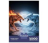 Puzzle Da 1000 Pezzi Per Adolescenti Puzzle Fire And Ice Wolves Confrontation Puzzle Per Adulti Gioco Pratico Ma Divertente E Umoristico Interazione Genitore-figlio 38x26cm/1000pcs