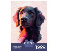 Puzzle Da 1000 Pezzi Per Adolescenti Puzzle Flat-coated Retriever Watercolor Portrait Puzzle Gioco Pratico Corsa Di Velocità Manuale Offerta Come Regalo Per Tutta La Famiglia 52x38cm/1000pcs