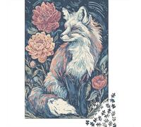 Puzzle Da 1000 Pezzi Per Adolescenti Puzzle Fox Art Print, Floral Fox Wall Decor Puzzle Giochi Rilassanti Regalo Di Compleanno Regali Antistress 38x26cm/1000pcs