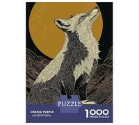 Puzzle Da 1000 Pezzi Per Adolescenti Puzzle Fox Howling at The Moon Illustration Puzzle Per Adulti Giochi Rilassanti Che Migliorano La Memoria Regali Di Compleanno E Unici 38x26cm/1000pcs