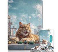 Puzzle da 1000 pezzi per adolescenti, puzzle giganti per adulti a forma di gatto arancione, antistress, per ammazzare il tempo in casa, lista dei desideri con Babbo Natale (dimensioni 38x26cm)