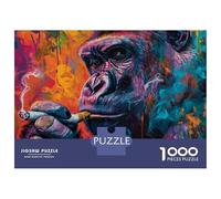 Puzzle Da 1000 Pezzi Per Adolescenti Puzzle Gorilla Smoking Wall Art Print Puzzle Per Adulti Giocattoli Antistress Sfida Difficile Per Compleanno, Natale 52x38cm/1000pcs
