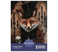 Puzzle Da 1000 Pezzi Per Adolescenti Puzzle Gothic Fox in Top Hat with Roses And Skulls Puzzle Per Adulti Gioco Per Famiglie Ma Divertente E Umoristico È Ideale Come Regalo 38x26cm/1000pcs