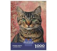 Puzzle Da 1000 Pezzi Per Adolescenti Puzzle Green-Eyed Tabby Portrait Puzzle Giochi Per Famiglie Corsa Di Velocità Manuale Regali Di Compleanno E Unici 52x38cm/1000pcs