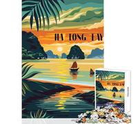 Puzzle da 1000 pezzi per adolescenti puzzle Ha Long Bay Sunset giocattoli antistress regalo per compleanni gioco pratico aiuta a esercitare il cervello dimensioni 50x75cm