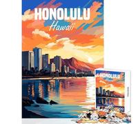 Puzzle da 1000 pezzi per adolescenti Puzzle Hawaii Honolulu Giocattoli antistress Regali di compleanno Gioco rompicapo Interazione genitore-figlio Dimensioni 38x52cm