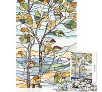 Puzzle da 1000 pezzi per adolescenti,puzzle in stile vetrate,illustrazione di alberi,giocattolo educativo,regalo di compleanno,gioco rompicapo,aiuta il cervello ad esercitare le dimensioni 50x75cm