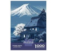 Puzzle Da 1000 Pezzi Per Adolescenti Puzzle Japanese House with Mount Fuji Puzzle Giochi Per Famiglie Corsa Di Velocità Manuale Regali Di Compleanno E Unici 38x26cm/1000pcs