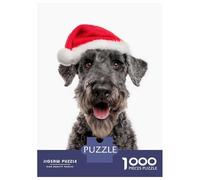 Puzzle Da 1000 Pezzi Per Adolescenti Puzzle Kerry Blue Terrier Dog with Santa Hat on White Puzzle Gioco Pratico Corsa Di Velocità Manuale Offerta Come Regalo Per Tutta La Famiglia 52x38cm/1000pcs
