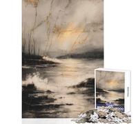 Puzzle da 1000 pezzi per adolescenti,puzzle Kintsugi paesaggio costiero in oro,giocattolo educativo,regalo di compleanno,gioco rompicapo,aiuta il cervello ad allenarsi,dimensioni 38x26cm