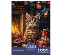 Puzzle Da 1000 Pezzi Per Adolescenti Puzzle Kitten by The Fireplace Puzzle Gioco Pratico Corsa Di Velocità Manuale Offerta Come Regalo Per Tutta La Famiglia 52x38cm/1000pcs