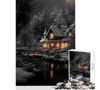 Puzzle da 1000 pezzi per adolescenti puzzle la villa invernale vintage decorazione per la casa giocattoli regali di Babbo Natale segreto gioco pratico aiuta l'esercizio del cervello dimensioni 38x52cm