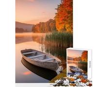 Puzzle da 1000 pezzi per adolescenti Puzzle Lago autunnale con barca all'alba Giocattoli fai da te Ottimi regali e giocattoli Gioco educativo Interazione genitore-figlio Dimensioni 38x26cm