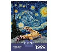 Puzzle Da 1000 Pezzi Per Adolescenti Puzzle Leopard Gecko on Rock, Starry Night Puzzle Giochi Per Famiglie Corsa Di Velocità Manuale Regali Di Compleanno E Unici 52x38cm/1000pcs