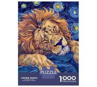Puzzle Da 1000 Pezzi Per Adolescenti Puzzle Lion Sleeping in Starry Night Style Puzzle Giochi Per Famiglie Corsa Di Velocità Manuale Regali Di Compleanno E Unici 52x38cm/1000pcs