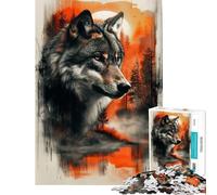Puzzle da 1000 pezzi per adolescenti puzzle "Lupo Ululante Pixel" per adulti giocattolo antistress decorazione perfetta divertimento per attività a casa (dimensioni 50x75cm)
