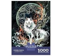 Puzzle Da 1000 Pezzi Per Adolescenti Puzzle Mystical White Fox with Ornate Background Puzzle Per Adulti Gioco Pratico Migliora La Memoria Difficile E Stimolante 52x38cm/1000pcs