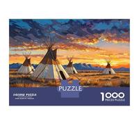 Puzzle Da 1000 Pezzi Per Adolescenti Puzzle Native American Teepees Sunset Puzzle Per Adulti Giocattolo Decorazione Da Parete Decorazione Da Parete Compleanno 70x50cm/1000pcs
