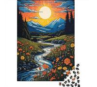 Puzzle Da 1000 Pezzi Per Adolescenti Puzzle Nature's Serenity River, Flowers, Mountains Puzzle Fai Da Te Giocattoli Per Il Divertimento in Famiglia Per Compleanno, Natale 70x50cm/1000pcs