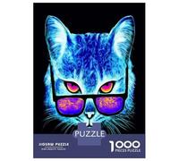 Puzzle Da 1000 Pezzi Per Adolescenti Puzzle Neon Cat Sunglasses Art Print Puzzle Fai Da Te Giocattoli Per Il Divertimento in Famiglia Per Compleanno, Natale 38x26cm/1000pcs