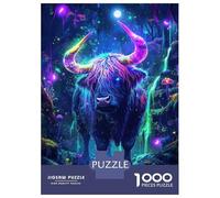Puzzle Da 1000 Pezzi Per Adolescenti Puzzle Neon Highland Cow in Forest Puzzle Per Adolescenti Giochi Rilassanti Decorazione Perfetta Regali Di Compleanno E Unici 38x26cm/1000pcs