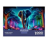 Puzzle Da 1000 Pezzi Per Adolescenti Puzzle Neon Jungle Elephant Art Print Per Adolescenti Puzzle Gioco Pratico Decorazione Murale Compleanno E Regali 38x26cm/1000pcs