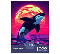 Puzzle Da 1000 Pezzi Per Adolescenti Puzzle Orca Leaping Neon Sunset Puzzle Gioco Pratico Corsa Di Velocità Manuale Offerta Come Regalo Per Tutta La Famiglia 38x26cm/1000pcs