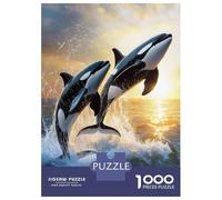 Puzzle Da 1000 Pezzi Per Adolescenti Puzzle Orcas Leaping at Sunset Puzzle Gioco Pratico Corsa Di Velocità Manuale Offerta Come Regalo Per Tutta La Famiglia 70x50cm/1000pcs