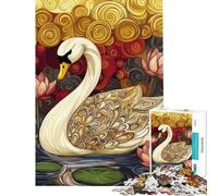 Puzzle da 1000 pezzi per adolescenti puzzle originale con cigno e loto per adulti giochi divertenti decorazione murale che aiuta ad allenare la mente (dimensioni 38x26cm)