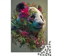 Puzzle Da 1000 Pezzi Per Adolescenti Puzzle Panda with Flowers Art Print-1 Puzzle Per Adulti Giochi Rilassanti Che Migliorano La Memoria Regali Di Compleanno E Unici 52x38cm/1000pcs