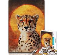 Puzzle da 1000 pezzi per adolescenti, puzzle per adulti con tramonto sul ghepardo, antistress, per trascorrere il tempo libero e interagire con i genitori (dimensioni 75x50cm)