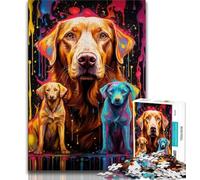 Puzzle da 1000 pezzi per adolescenti, puzzle psichedelici con cani dai capelli dorati, interessante interazione genitore-figlio per ridurre lo stress (dimensioni 75x50cm)