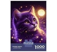 Puzzle Da 1000 Pezzi Per Adolescenti Puzzle Purple Cat with Butterflies Puzzle Per Adulti Gioco Per Famiglie Ma Divertente E Umoristico È Ideale Come Regalo 38x26cm/1000pcs