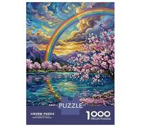 Puzzle Da 1000 Pezzi Per Adolescenti Puzzle Rainbow over Cherry Blossoms Painting Puzzle Per Adulti Gioco Pratico Ma Divertente E Umoristico Aiuta Ad Allenare Il Cervello 38x26cm/1000pcs