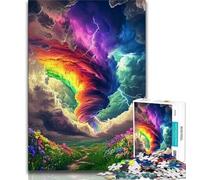 Puzzle da 1000 pezzi per adolescenti puzzle Rainbow Tornado per adolescenti con poster abbinato e foglio di quiz per età 14+ 75x50cm