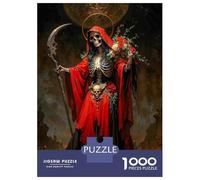 Puzzle Da 1000 Pezzi Per Adolescenti Puzzle Red Santa Muerte with Roses Puzzle Gioco Pratico Corsa Di Velocità Manuale Offerta Come Regalo Per Tutta La Famiglia 38x26cm/1000pcs