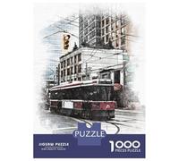Puzzle Da 1000 Pezzi Per Adolescenti Puzzle Red Tram In The City Puzzle Per Adulti Gioco Pratico Ma Divertente E Umoristico Interazione Genitore-figlio 38x26cm/1000pcs