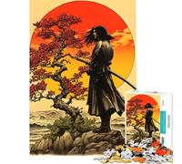Puzzle da 1000 pezzi per adolescenti puzzle retrò Samurai Sunset per adulti gioco pratico difficile antistress regalo (dimensioni 38x26cm)
