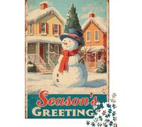 Puzzle Da 1000 Pezzi Per Adolescenti Puzzle Season's Greetings Snowman Sign Puzzle Gioco Pratico Corsa Di Velocità Manuale Offerta Come Regalo Per Tutta La Famiglia 38x26cm/1000pcs