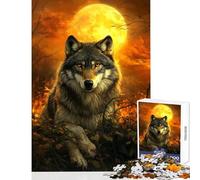 Puzzle da 1000 pezzi per adolescenti - Puzzle "Sguardo del lupo al chiaro di luna" - Giochi rilassanti - Decorazione per la casa - Giocattoli per la casa - Interazione genitore-figlio (50x75cm)