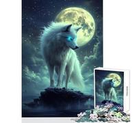 Puzzle da 1000 pezzi per adolescenti - Puzzle "Sguardo del lupo al chiaro di luna" - Giochi rilassanti - Decorazione per la casa - Giocattoli per la casa - Interazione genitore-figlio (50x75cm)