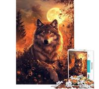 Puzzle da 1000 pezzi per adolescenti puzzle "Sguardo del lupo al chiaro di luna" per adulti antistress interazione genitore-figlio regalo di compleanno regali 38x52cm