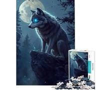 Puzzle da 1000 pezzi per adolescenti puzzle "Sguardo del Lupo al Chiaro di Luna" per adulti gioco per famiglie migliora la memoria attività divertenti da fare a casa (dimensioni 38x26cm)