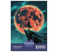 Puzzle Da 1000 Pezzi Per Adolescenti Puzzle Silhouette on Cliff with Red Moon Puzzle Per Adolescenti Giochi Rilassanti Decorazione Perfetta Regali Di Compleanno E Unici 70x50cm/1000pcs