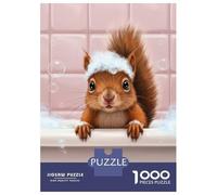 Puzzle Da 1000 Pezzi Per Adolescenti Puzzle Squirrel in Bathtub with Bubbles Puzzle Per Adulti Gioco Pratico Migliora La Memoria Difficile E Stimolante 52x38cm/1000pcs