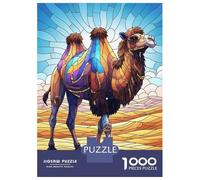 Puzzle Da 1000 Pezzi Per Adolescenti Puzzle Stained Glass Camel in Desert Landscape Puzzle Per Adolescenti Giochi Rilassanti Decorazione Perfetta Regali Di Compleanno E Unici 52x38cm/1000pcs