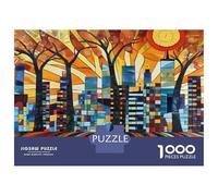 Puzzle Da 1000 Pezzi Per Adolescenti Puzzle Stained Glass Cityscape Wall Art-1 Puzzle Per Adulti Giocattoli Antistress Sfida Difficile Per Compleanno, Natale 52x38cm/1000pcs