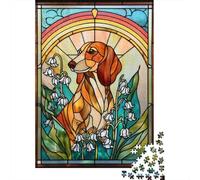 Puzzle Da 1000 Pezzi Per Adolescenti Puzzle Stained Glass Dog Wall Art Puzzle Giochi Rilassanti Regalo Di Compleanno Regali Antistress 70x50cm/1000pcs