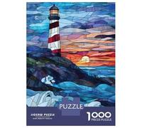 Puzzle Da 1000 Pezzi Per Adolescenti Puzzle Stained Glass Lighthouse Sunset Puzzle Per Adulti Gioco Per Famiglie Analisi E Logica Regali Di Compleanno E Unici 70x50cm/1000pcs
