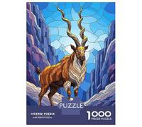 Puzzle Da 1000 Pezzi Per Adolescenti Puzzle Stained Glass Markhor in Mountains Puzzle Per Adulti Giocattolo Decorazione Da Parete Un'opera D'arte Difficile E Stimolante 38x26cm/1000pcs